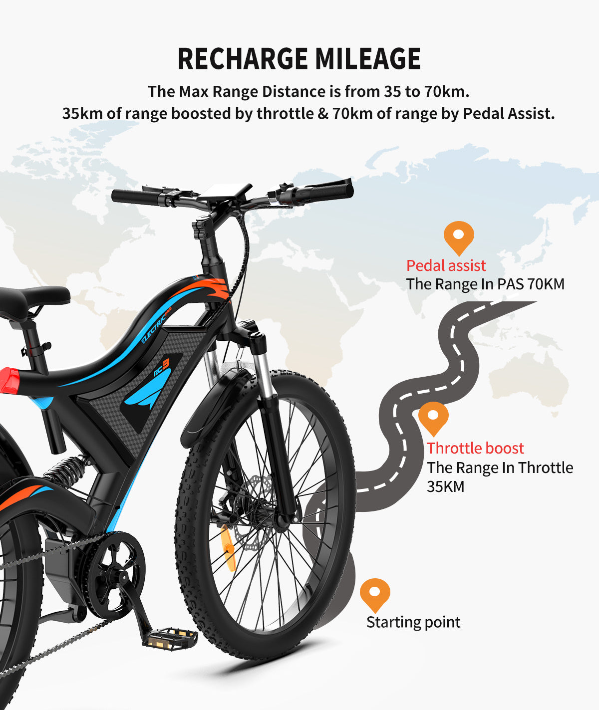 26x2.35 Inch E-Bike 48V 500W Rear Motor 15AH Lithium Battery Front Suspension & Dual Mechanical Disc Brakes
